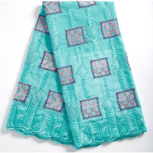 Zhenguiru Sky Blue Cotton Swiss Lace Fabric Checkered African Lace Fabric Embroidered Nigerian Fabric For Women Wedding A2311