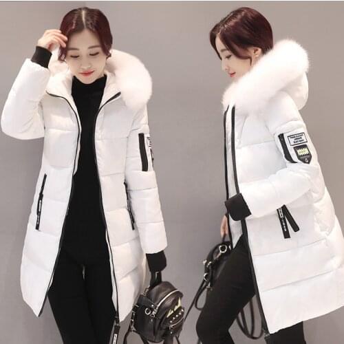 2020 Winter Jacket Women Parka Coat Big Fur Collar Hooded Thick Warm Down Cotton Jacket Parkas Long Female Coat CasualOutwear