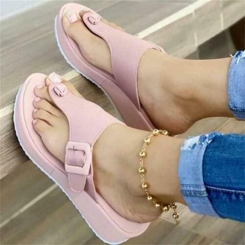 Ladies Slip On Womens Toe Post Mules Sliders Casual Wedge Heel Sandals Shoes