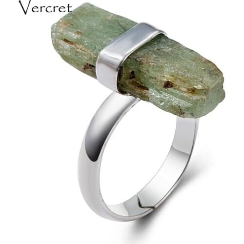 Vercret Natural Stone Rough Gemstone Women Ring for Wedding Bands 925 Sterling Silver Stone Rings Female
