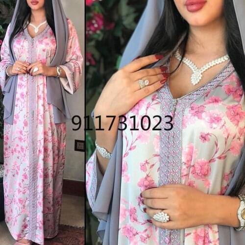 Abaya Dubai Turkey Muslim Hijab Dress Loose Kaftan Bohemian Gown Malaysia Elegant Ladies Floral Kimono 2021 Islamic Clothing