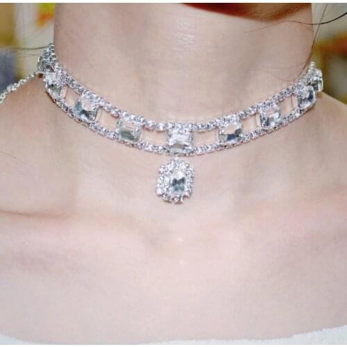 Sexy Rhinestone Drop Pendant womens necklace pomecia luxury crystal clavicle necklace fashion jewelry party accessories wholesa