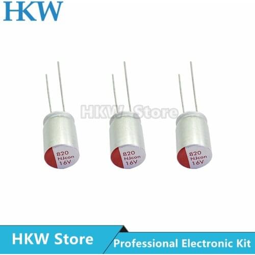 20pcs NEW DIP 820uF 16V 8x12mm Super Low ESR 16V820uF For Motherboard VGA Solid Aluminum Capacitor 820UF16V High Quality 8*12mm
