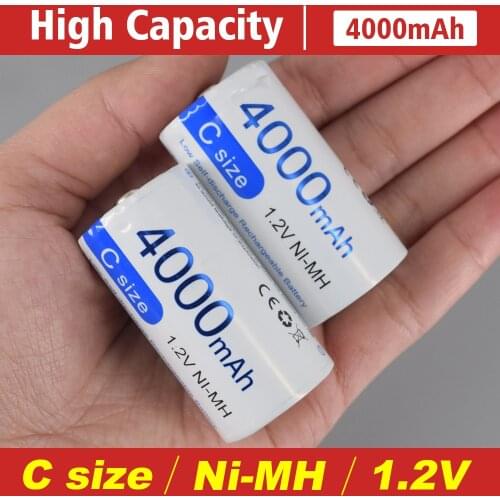 PALO R14 C Cell 1.2V NI-MH 4000mAh C Size Rechargeable Battery Type C LR14 Battery Low Self Discharge Rechargeable C Battery