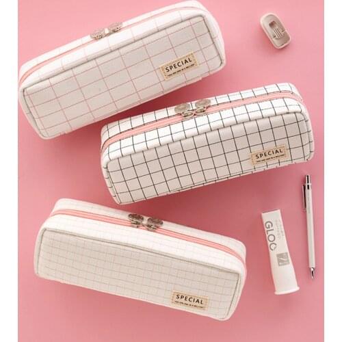 Large Capacity Pencil Bag Multifunctional 3-Pocket Canvas Pen Holder Case Bag Organizer for Home School Stationery Supplies