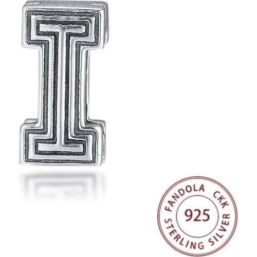 Beads Fit Pandora Bracelet 925 Sterling Silver Charm Reflexions Letter I Clip Bead Charms for Jewelry Making berloques prata