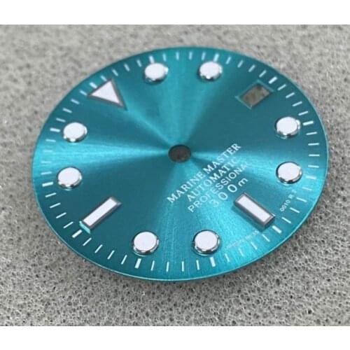 29mm Green Luminous Blue Watch Dial for NH35/4R36 Movement with S Logo