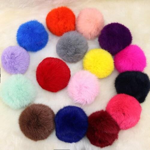 DIY big 10cm Soft Fluffy Real Rabbit Fur Pom Pom Ball for Women hat or keychain Accessories