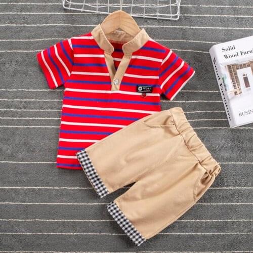 Summer Baby Boys Girls Children Clothes Casual Stripe T shirt+Shorts 2pc Set Kid Toddler Clothing Tops Set Costumes
