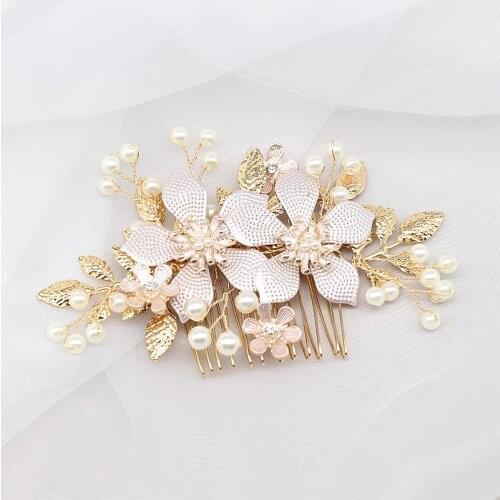 Comb Hair Accessories Bridal Hair Comb Headpieces Gold Pearl Crystal Rhinestone Head Jewelry for Brides Bridesmaids