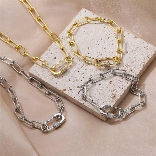 HECHENG,Chain Link Pin Shape Necklace,For Women Hip Hop Cool Jewelry,Simple Style Fashion Accessories