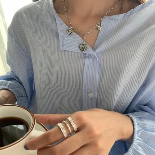 S925 Sterling Silver Necklace for Women Love Angel Necklace Clavicle Chain Retro Fashion Ring Jewelry Wholesale