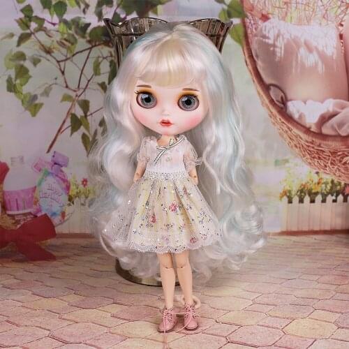 ICY DBS Blyth Doll White Skin Joint Body New Matte Face Tricolor Large Curly Hair DIY SD Gift Toy