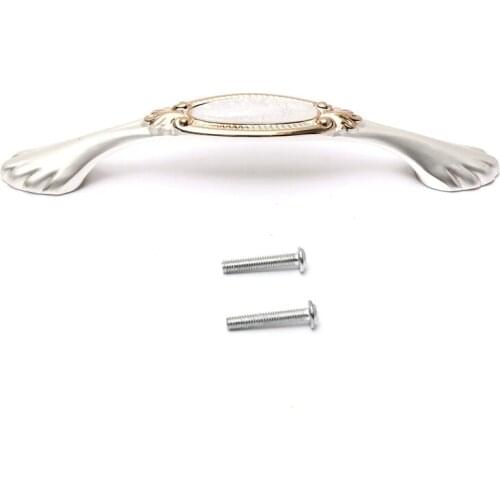 HOT Ceramic Imitation Jade Gold + Silver Door Handle Home Decorative Dresser Knobs Furniture Kitchen Cabinet Zinc Alloy Handles