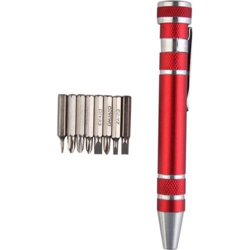 Multifunction 8 In 1 Mini Aluminum Precision Pen Screw Driver Screwdriver Set Repair Toolsfor Cell Phone Hand Tool Portable
