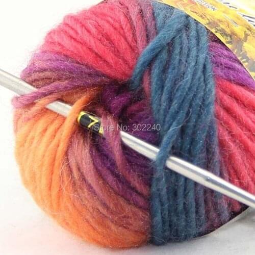 Lot of 1 skeins x 50g Chunky Hand Coarse Knitting Scores wool yarn Bisque Orange Purple Turquoise 801