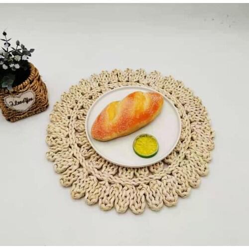Natural Round Woven Placemats Corn Straw Woven Coaster Dining Table Mats Pot Holder Cup Pad No-Slip Heat Resistant Kitchen Tool