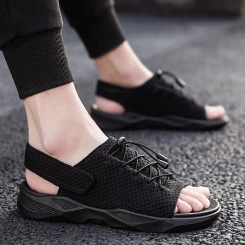 New Mens Beach Flat Sandals Summer Men Fashion 2020 Peep Toe Casual Black Shoes Outdoor Walking Sandles Sandalias Hombre Verano