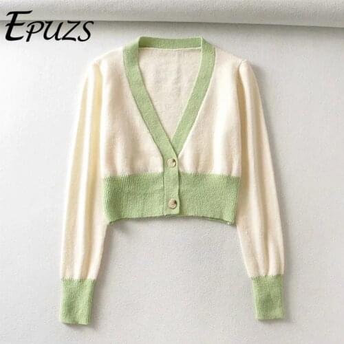 2020 Autumn Clothing V-Neck Knitted Sweater Fashion Slim Long Sleeve All-Macth Cardigan Sweater Casual Loose Elegant Chic Tops