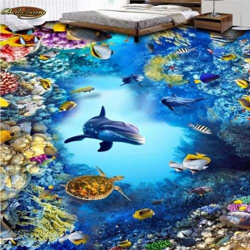 Beibehang Custom Photo 3D Floor Painting Wallpaper Underwater World 3D Floor 3D Painting papel de parede