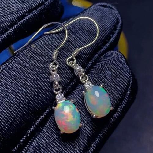 CoLife Jewelry 925 Silver Opal Drop Earrings for Party 6mm*8mm Natural Opal Silver Earrings Fashion Silver Opal Eardrop