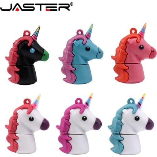 JASTER Unicorn Silicone USB Flash Drive 32GB 64GB Pendrive 16GB Waterproof Pen Drive USB 2.0 USB Disk Memory Stick Flash Drive