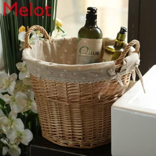 Willow Rattan Plaited Dirty Clothes Basket Clothes Storage Bucket Laundry Basket Sundries Storage Basket Handmade