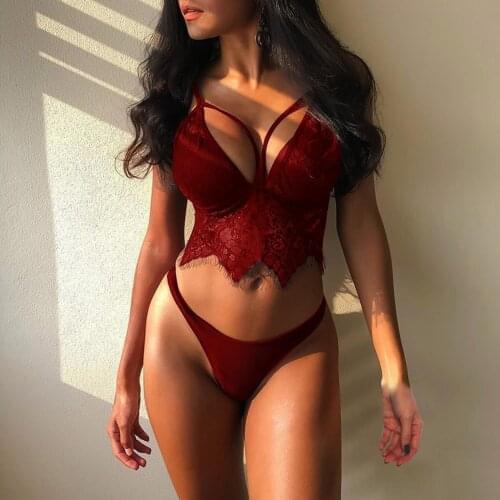 2021 Women Exotic Sets Flower Lace Patchwork Exotic Underwear Sexy See Through Lace Bra Panties Nightwear Set Bielizna Erotyczna