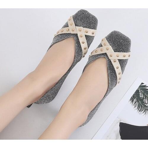 Fashion Elegant Comfortable Square head Woman flats Shoes Bling casuales oxford shoes for women zapatos planos de mujer 35-44