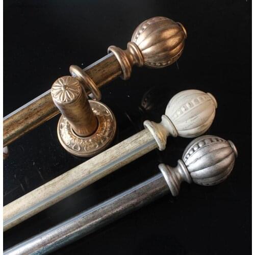 French style curtain rods golden old art rods 30 mm diameter single and double rods retro beige curtain rods