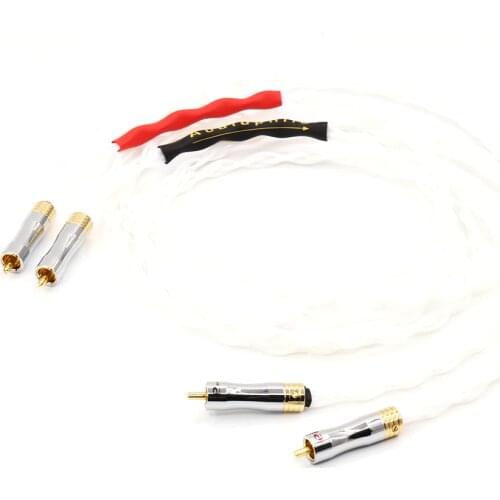 1 pair 100% Purity Silver Interconnect Audio Cable HIFI Pure Silver RCA Cable Audiophile Audio Cable Hi-end RCA cable