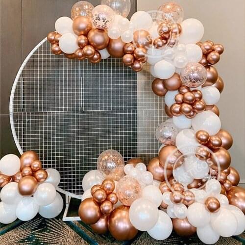 130pcs Metallic Rose Gold Balloon Arch Garland Kit White Latex Balloons Wedding Bridal Baby Shower 1st Birthday Decorations Kids