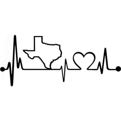19cm*8.3cm Texas Heartbeat Lifeline Cartoon Stickers Decals Car Accessories Black/Silver S3-4959