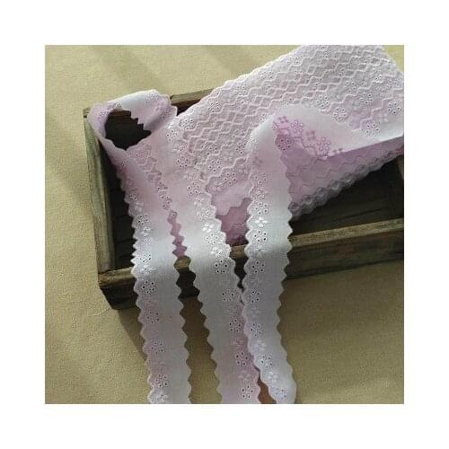 3Meters 3cm wide Light Purple Cotton100% Cloth Embroidered Lace Trim DIY Accessories Lace Fabric Doll Skirt Material