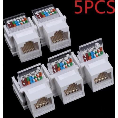 5pcs Tool-free CAT5E UTP network module RJ45 connector Information socket Computer Outlet cable adapter Jack