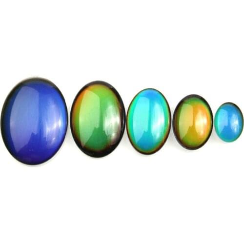 5pcs Discolor Glass Cabochon Beads Oval Shape Loose Beads for Jewelry Making DIY Bracelet Necklace Ring Earrings Accessories