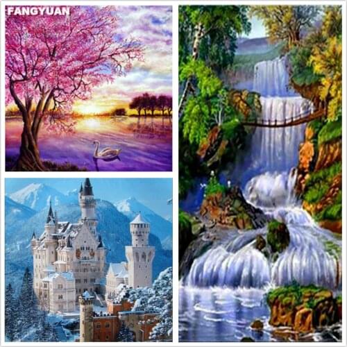 Diy Diamond Painting Landscape Waterfall 5D Handicraft Full Drill Diamond Embroidery Cross Stitch Mountain Wall Art Home Decor
