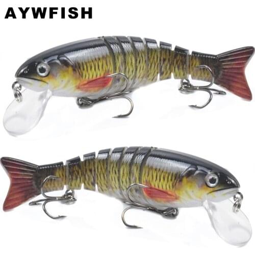AYWFISH Jointed Swimbait 110mm 17.3g Sinking Minnow Lifelike S Swimming Action Bait Strong Fabric Link 8 Sections Fishing Lures