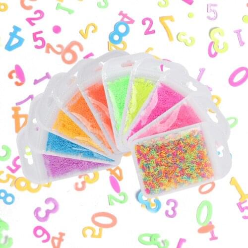1 Bag Chunky Glitter Sequins Neon Colors Number Shaped Glitter Flakes For Acrylic Nails Fluorescence Manicure UV Polish Decals