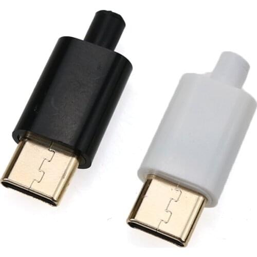 Cltgxdd Micro TYPE C USB Gold Plating Male connector plug DIY Kit Data OTG line interface DIY Data Cable Accessories Black/White