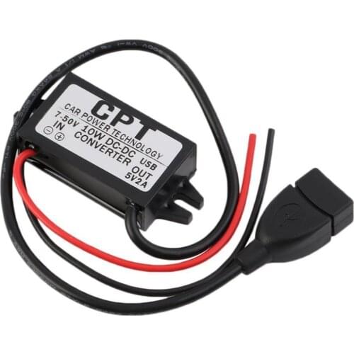 DC 7-50V to 5V 2A USB Female Step Down Converter Regulator Waterproof for Car with Overload Over Low Voltage protection