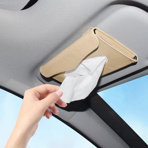 PU Leather Car Tissue Boxes Holder Auto Car interior Door Seat Sun Visor Napkin holder Portable Paper Storage Organizer Supplies