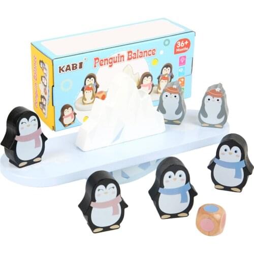 Kids Penguin Balancing Block Game Math Toy Color Cognition Parent-Child Interactive Puzzle Board Game Montessori Educational Toy