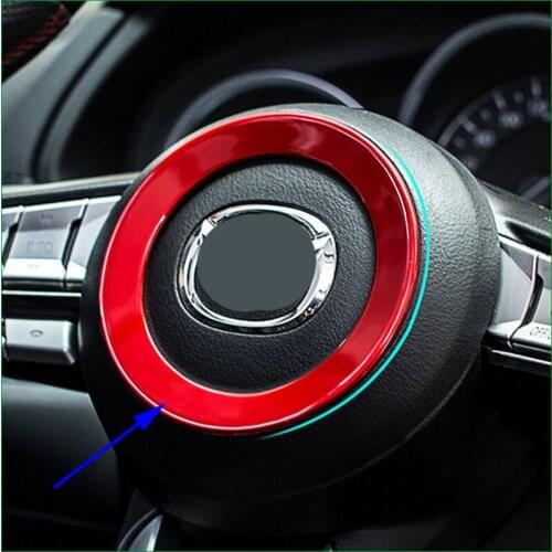 For Mazda CX-5 CX5 M3 Axela 2017 2018 Steering Wheel Car Logo Frame Sticker Cover Trim Car styling Auto Parts
