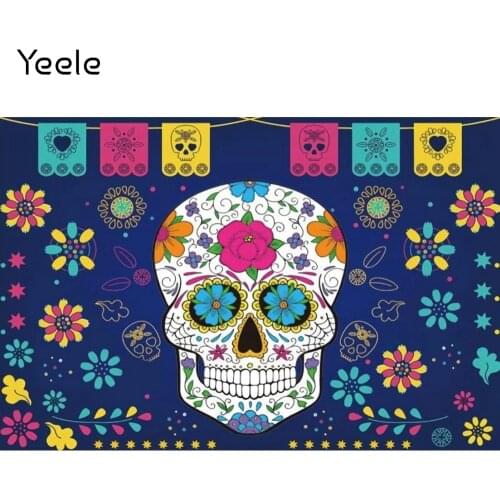 Yeele Day Of The Dead Photocall Backdrop Skeleton Flowers Party Decor Background Photographic Photography For Photo Studio Props