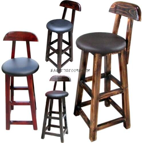 Solid Wood Bar Chair, High Stool, Retro Bar Stool, Bar Stool, Back Chair, Back Chair, Wooden Chair, Mobile Phone Shop Office Cha