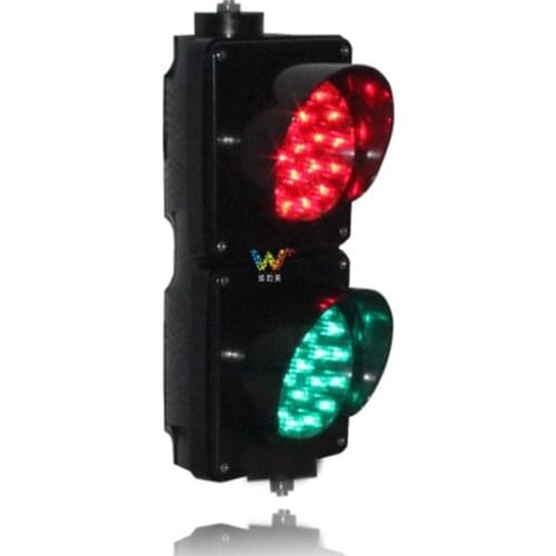 AC85-265V hot selling parking lots 100mm red green mini traffic signal light for school education with PC housing