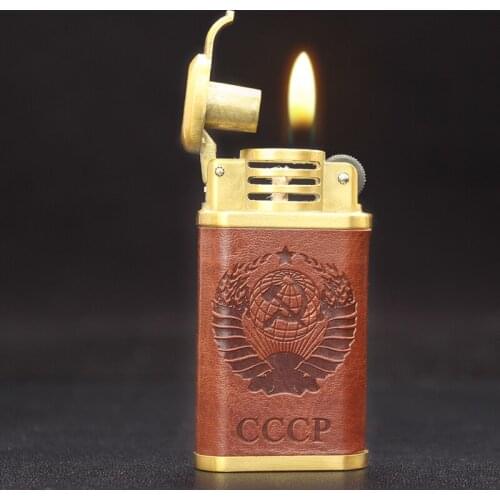 Creative Kerosene Lighter. Metal Vintage Leather Petrol Oil Encendedor.Classic Gasoline Fluid Cigarette Lighters