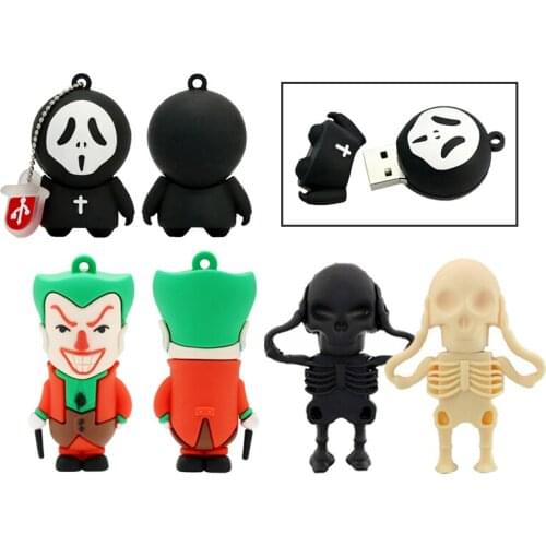 Cartoon Joker USB Flash Drive 256GB 128GB 64GB 32GB16GB 8GB 4GB Pendrive Skull Ghost Pen Drive USB Stick Drrive Gift