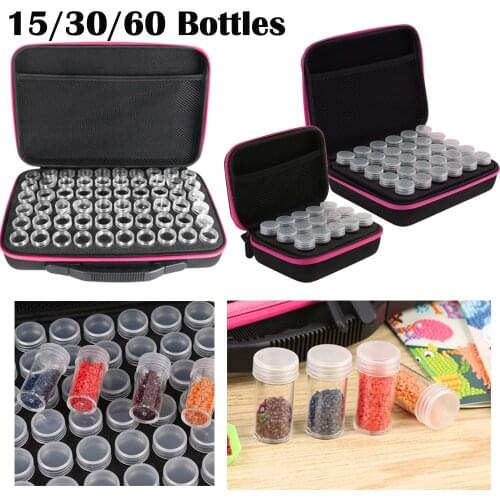 15/30/60 Bottles 5d Diamond Painting Accessories Storage Box Beads Storage Container Jar Zippered Case for DIY Diamand Painting